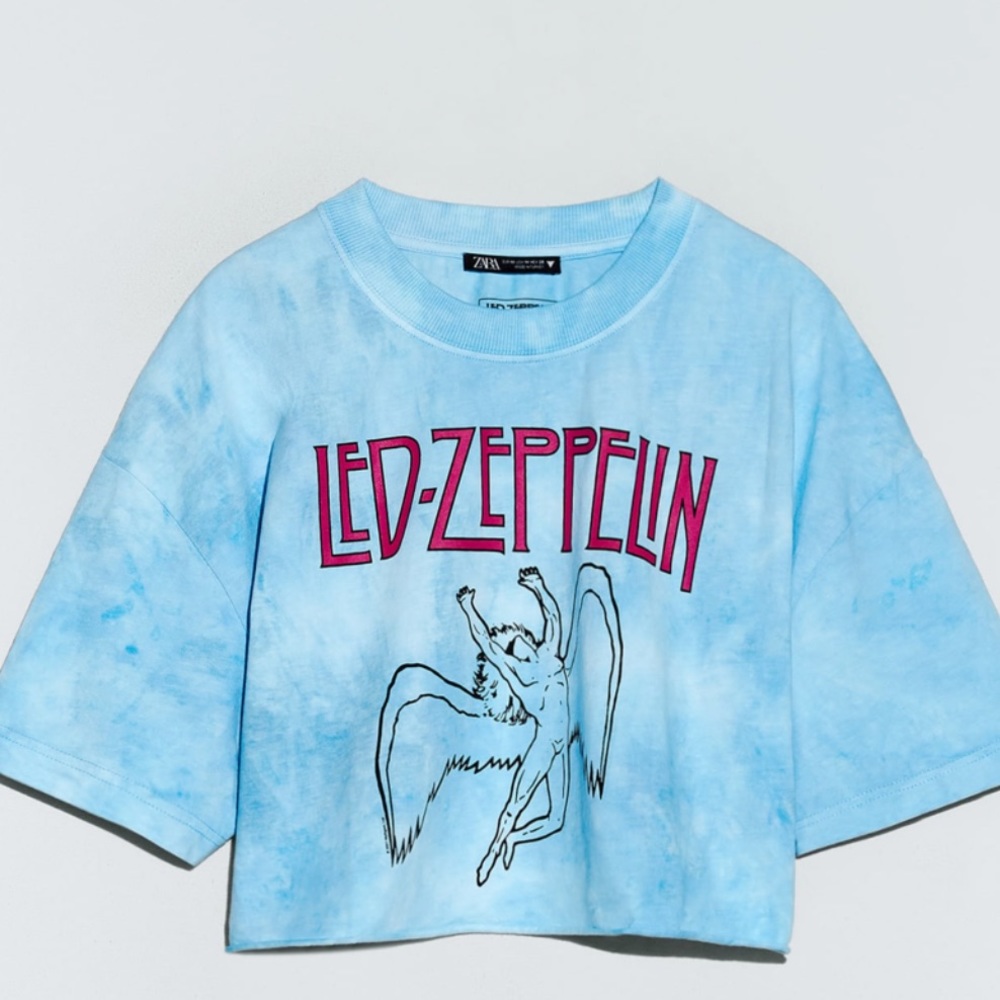 Zara Led Zeppelin 2021 tie dye short sleeve shirt